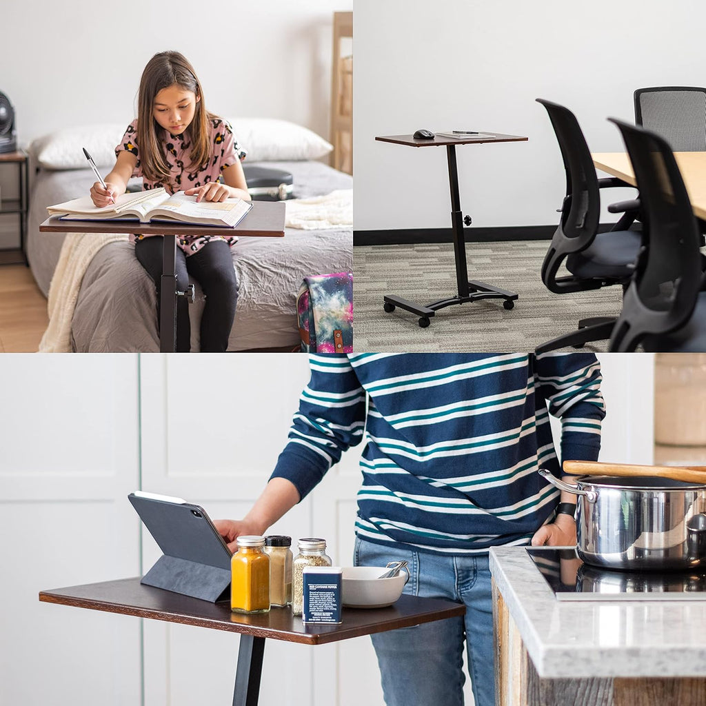 Brown Adjustable Height Standing Desk Cart K494