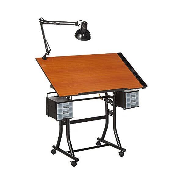 Black Melamine Drafting Table with Chair H856
