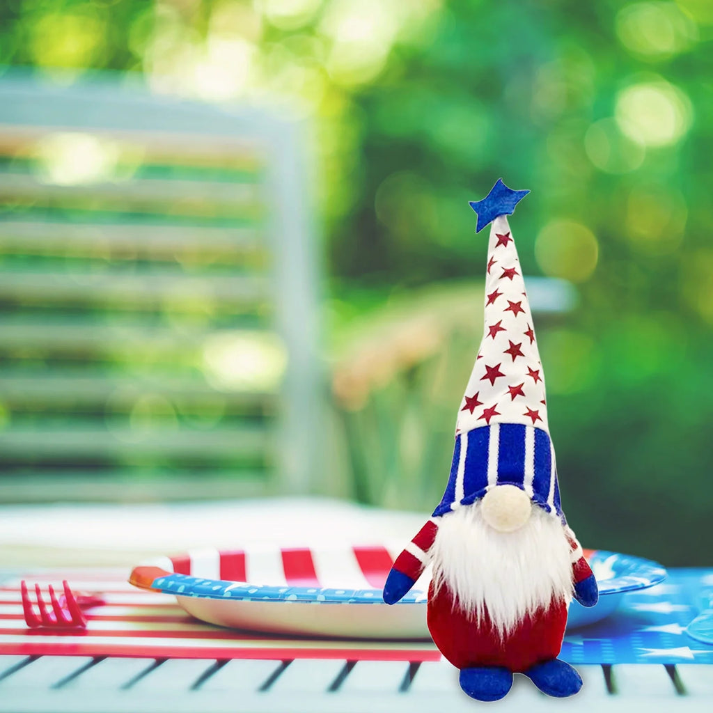 Patriotic 5th of July Gnome, American Independence Day Gnomes, Birth Announcement Memorial Day Elf Dwarf, Scandinavian Ornaments Handmade Plush Doll Stars & Stripes Gnome Home Decorations W886