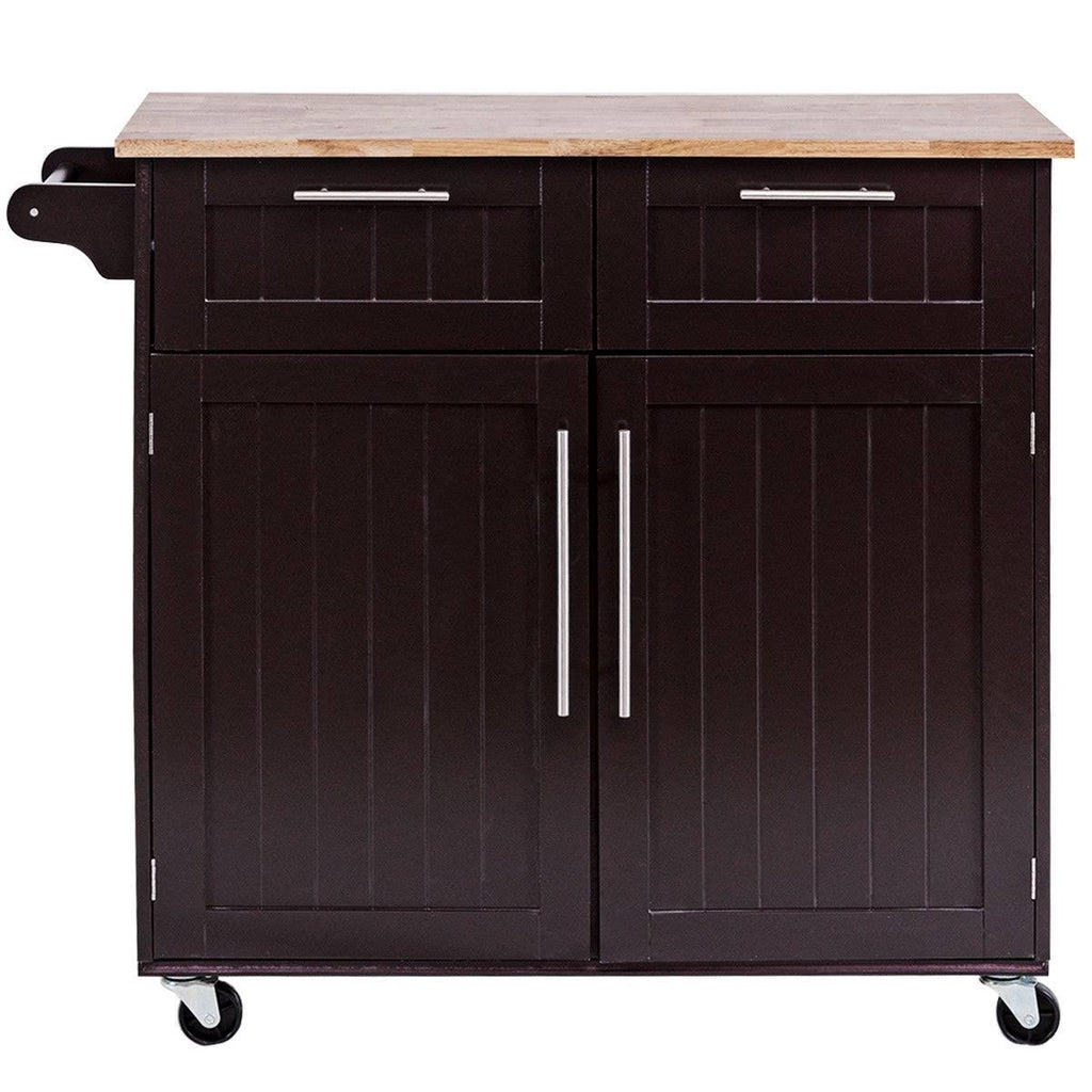 Brown Rolling Kitchen Cart with Storage Z65411