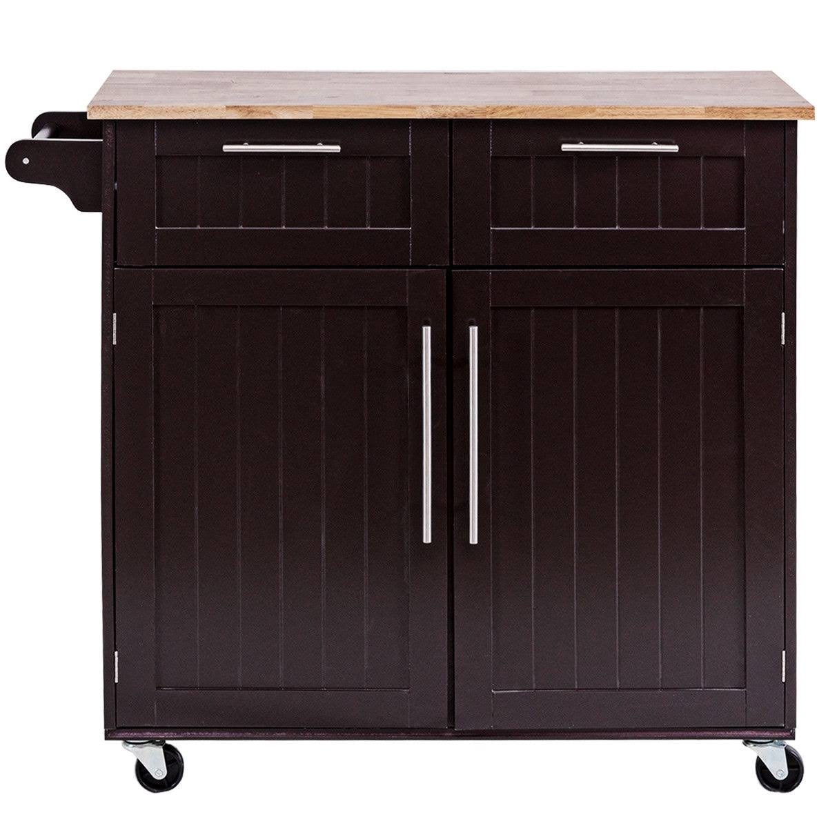 Brown Rolling Kitchen Cart with Storage Z65411