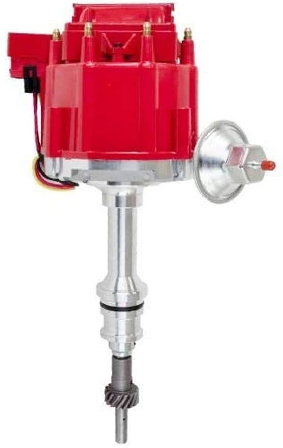 HEI Distributor 65K Coil Complete with 8mm Red Silicone Spark Plug Wires and Battery-Pigtail Harness Kit X245782
