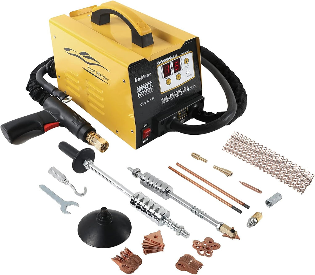 Vehicle Panel Spot Puller Dent Spotter 110V, 3500A Spot Dent Puller Welder, 3KW Car Body Stud Welding Machine Repair Tool Kit N82108
