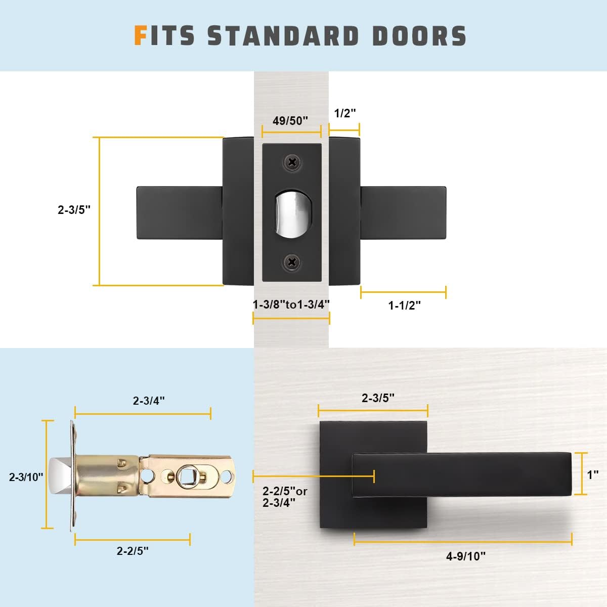 Matte Black Interior Door Leversets, 5 Pack Q842063