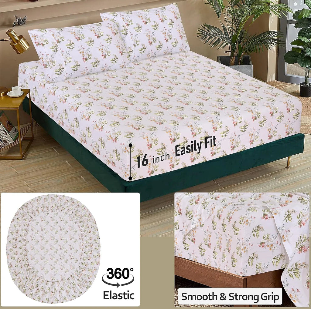 Split King 100% Cotton Percale 5-Piece Deep Pocket Sheet Set X4907
