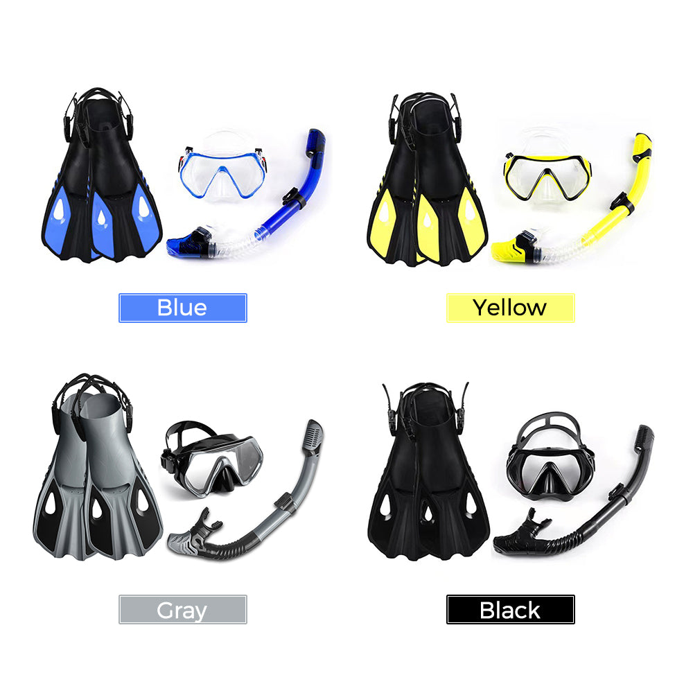 Diving Goggles, Snorkel And Adjustable Fins P69577