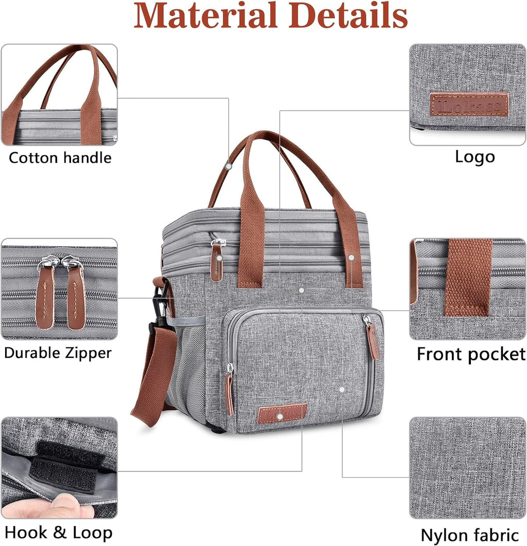Gray Leakproof Insulated Lunch Cooler Bag T19170