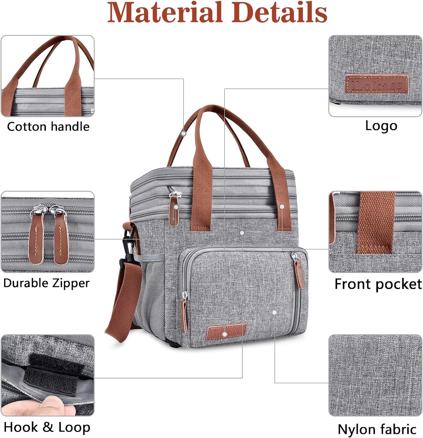 Gray Leakproof Insulated Lunch Cooler Bag T19170