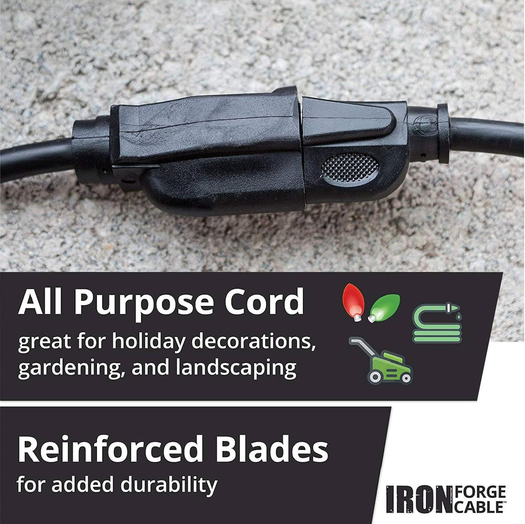 Black 16/3 100 Ft Outdoor Extension Cord with 3 Prong Grounded Plug A996