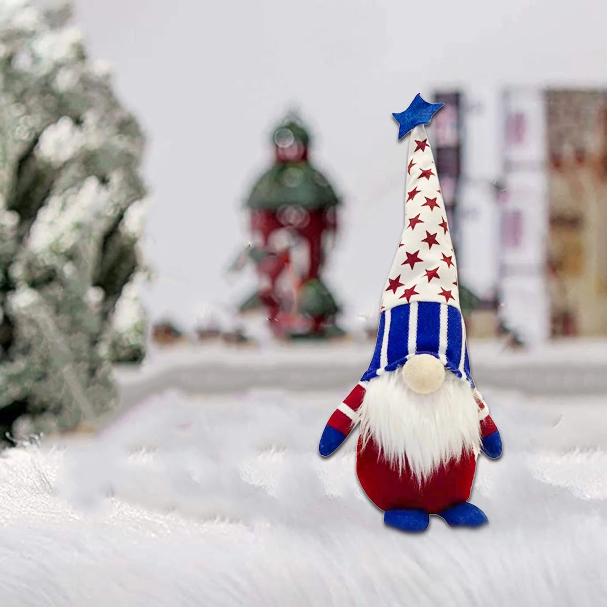 Patriotic 5th of July Gnome, American Independence Day Gnomes, Birth Announcement Memorial Day Elf Dwarf, Scandinavian Ornaments Handmade Plush Doll Stars & Stripes Gnome Home Decorations W886