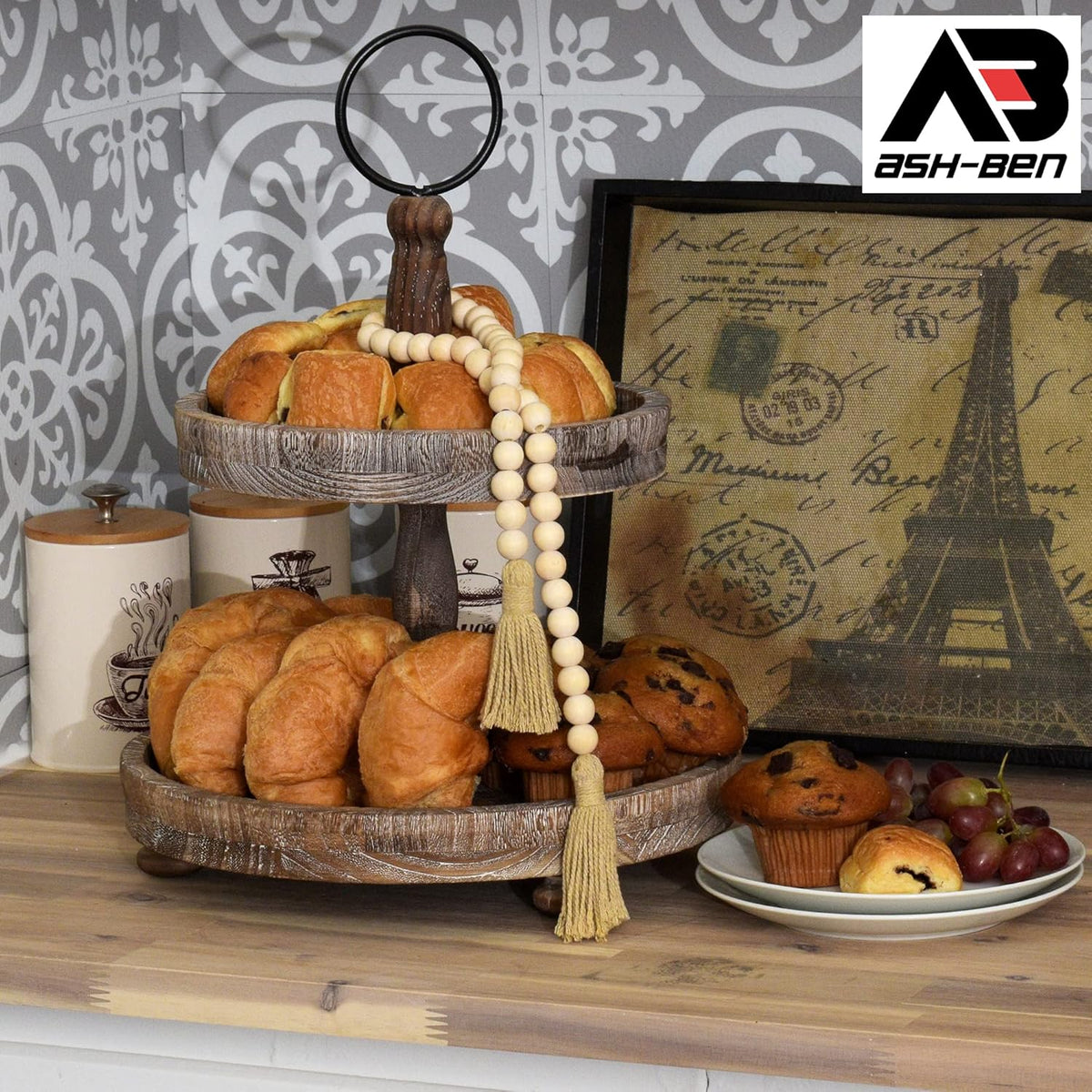 Two Tiered Tray with 10 Small & 12.5 Large Plates D649