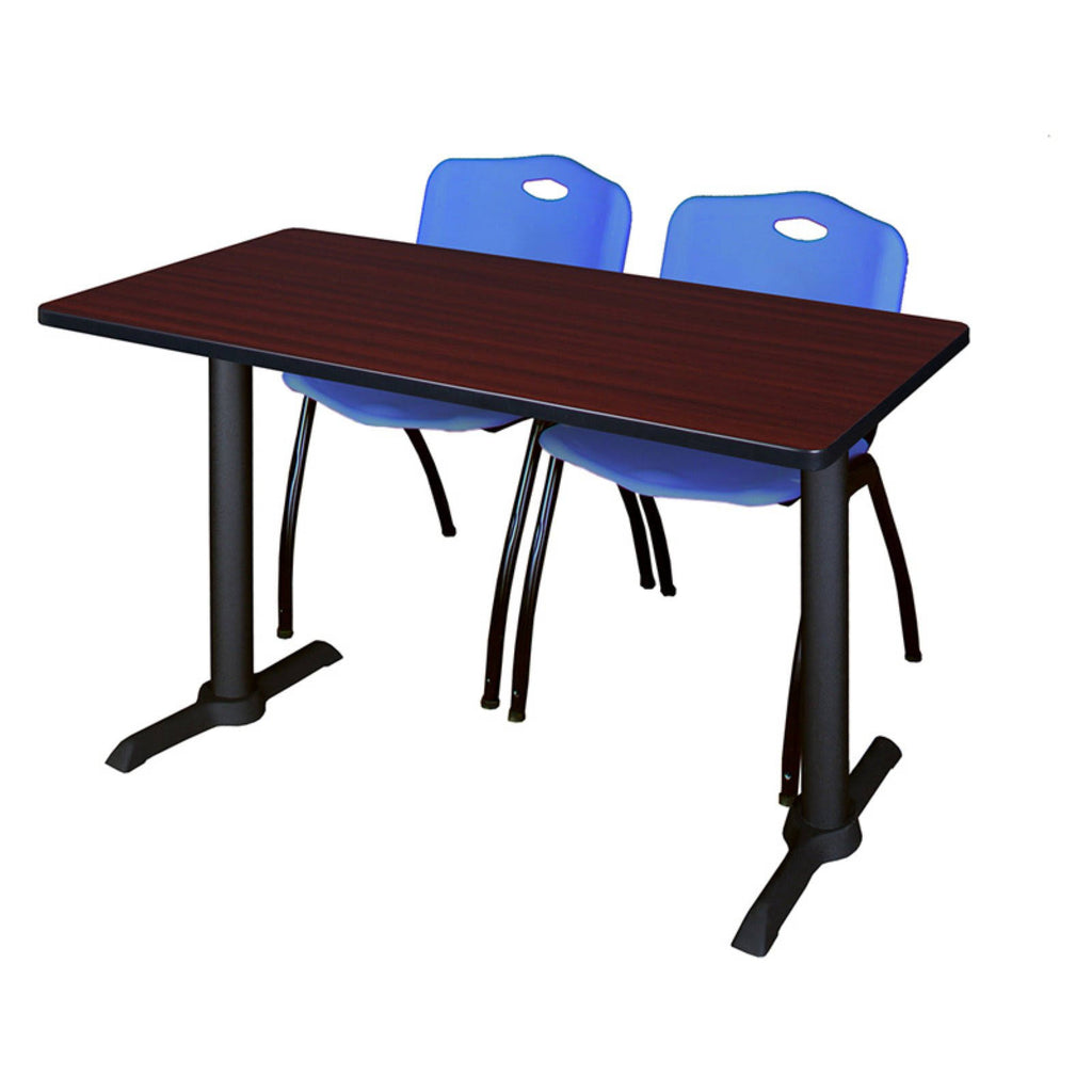 Mahogany Training Table & 2 Grey Stack Chairs D5939