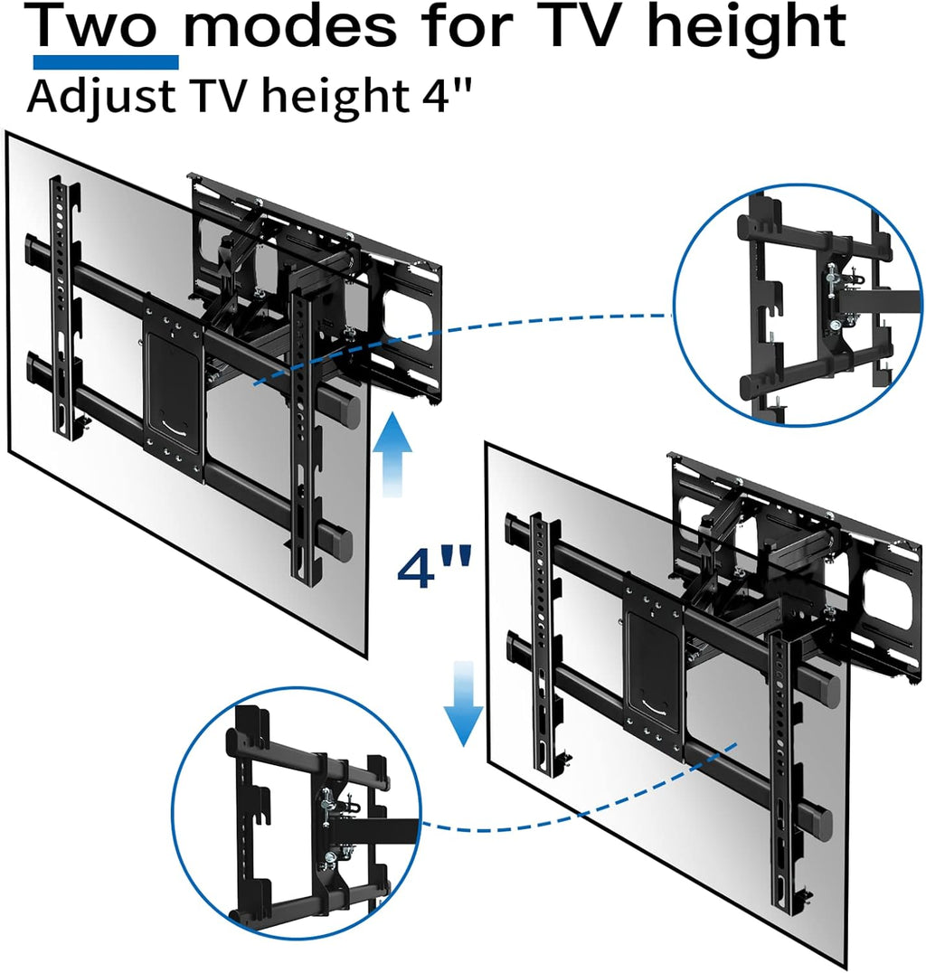 Full Motion TV Wall Mount for 37-75 Inch LED Flat Curved TVs, Max VESA 600x400mm, Holds 121 LBS, Pack of 2 E386