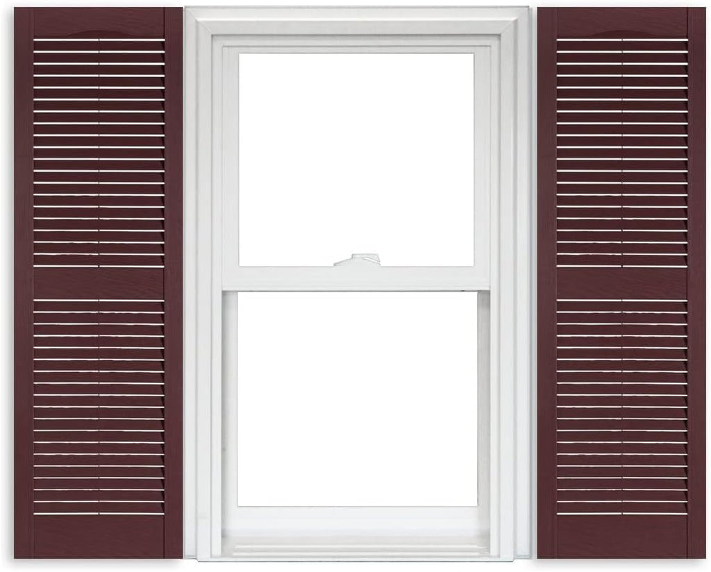White Vinyl Louver Shutters 1 Pair 15 Inch x 63 Inch O54769