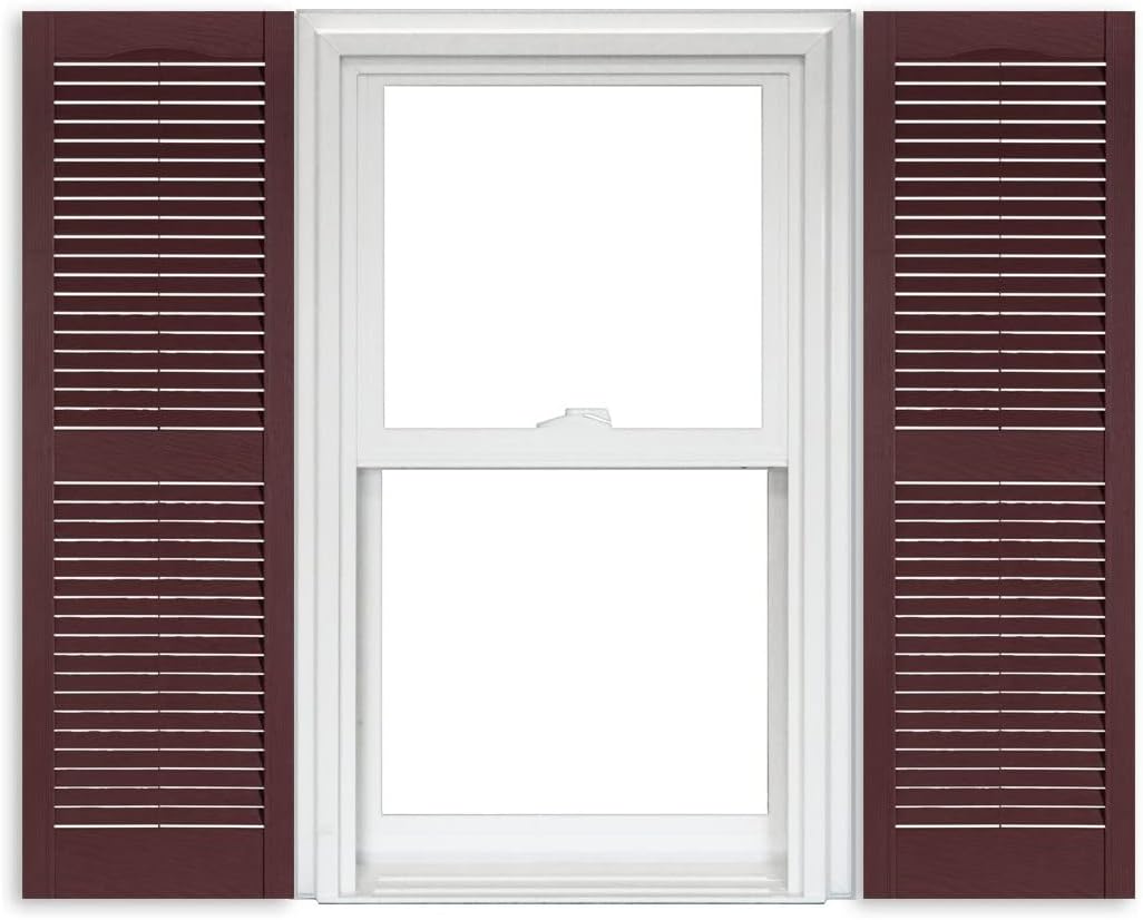 White Vinyl Louver Shutters 1 Pair 15 Inch x 63 Inch O54769