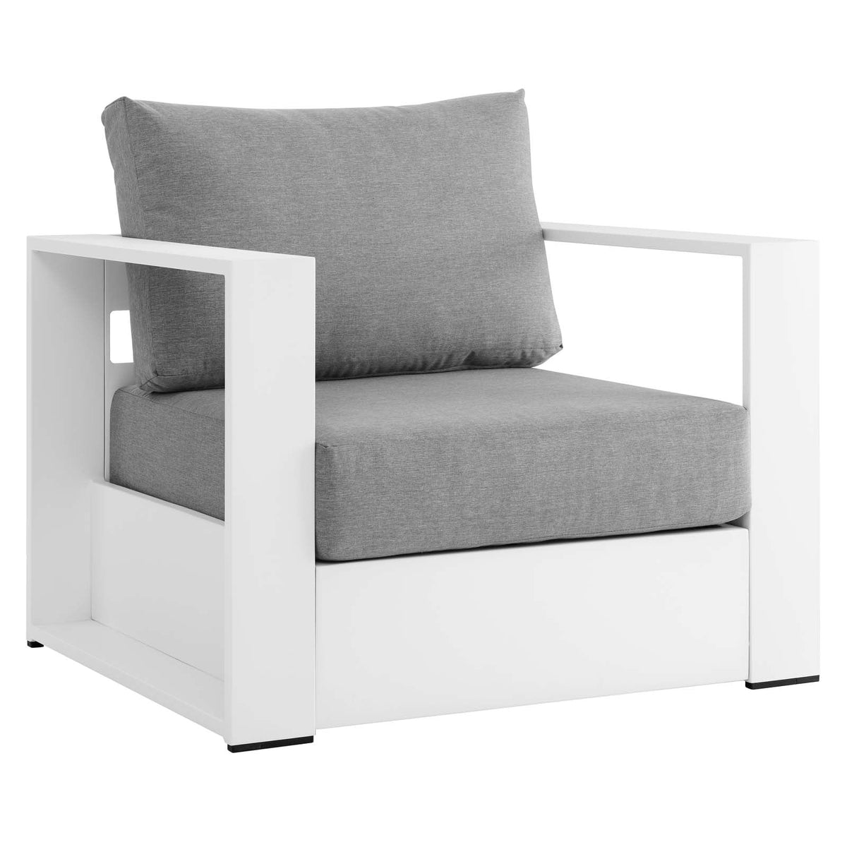 Gray/White Fabric & Aluminum Outdoor Armchair (Set of 2) V256