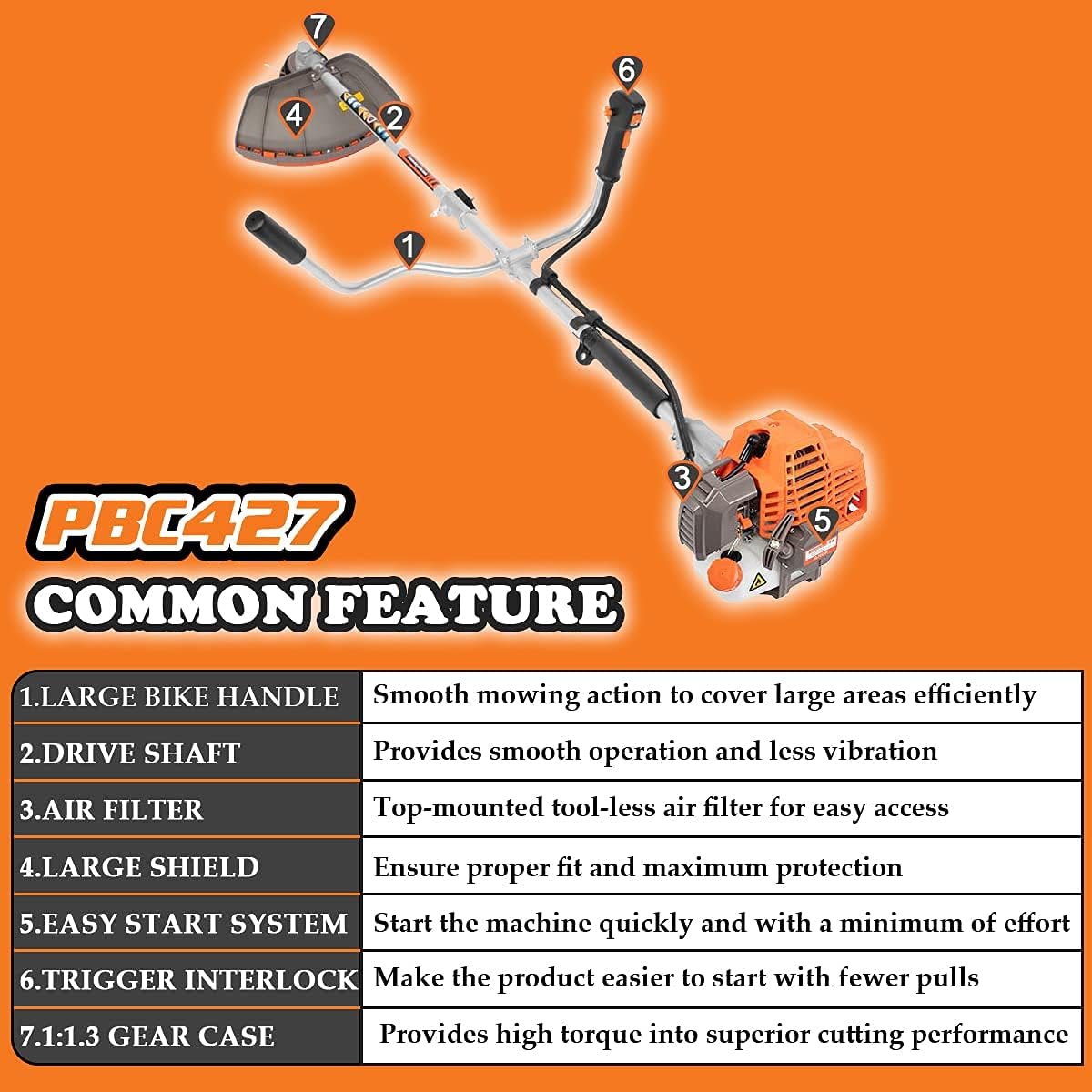 42.7cc 2-Cycle Gas Brush Cutter and Dual Line Trimmer K434