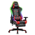 Red RGB LED Gaming Chair with Massage Lumbar Support G60779