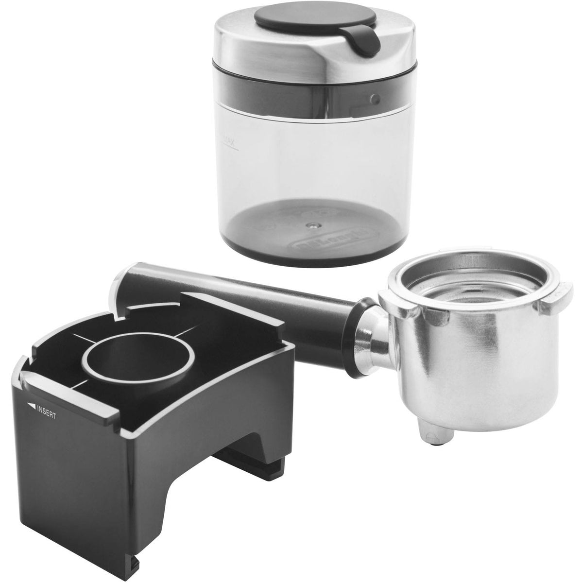 Silver Conical Burr Grinder with Porta Filter Attachment J231