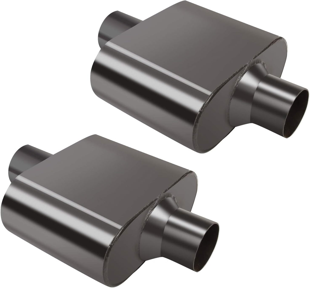 Pair of Single Chamber Performance Race Muffler 3" Center Universal Steel Muffler Pack of 2 Z817