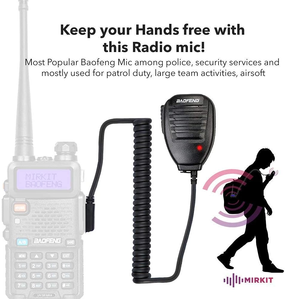 8 Watt Max Power Two Way Radio with Battery 3800 mAh, Handheld Speaker Mic, Programming Cable Y745667