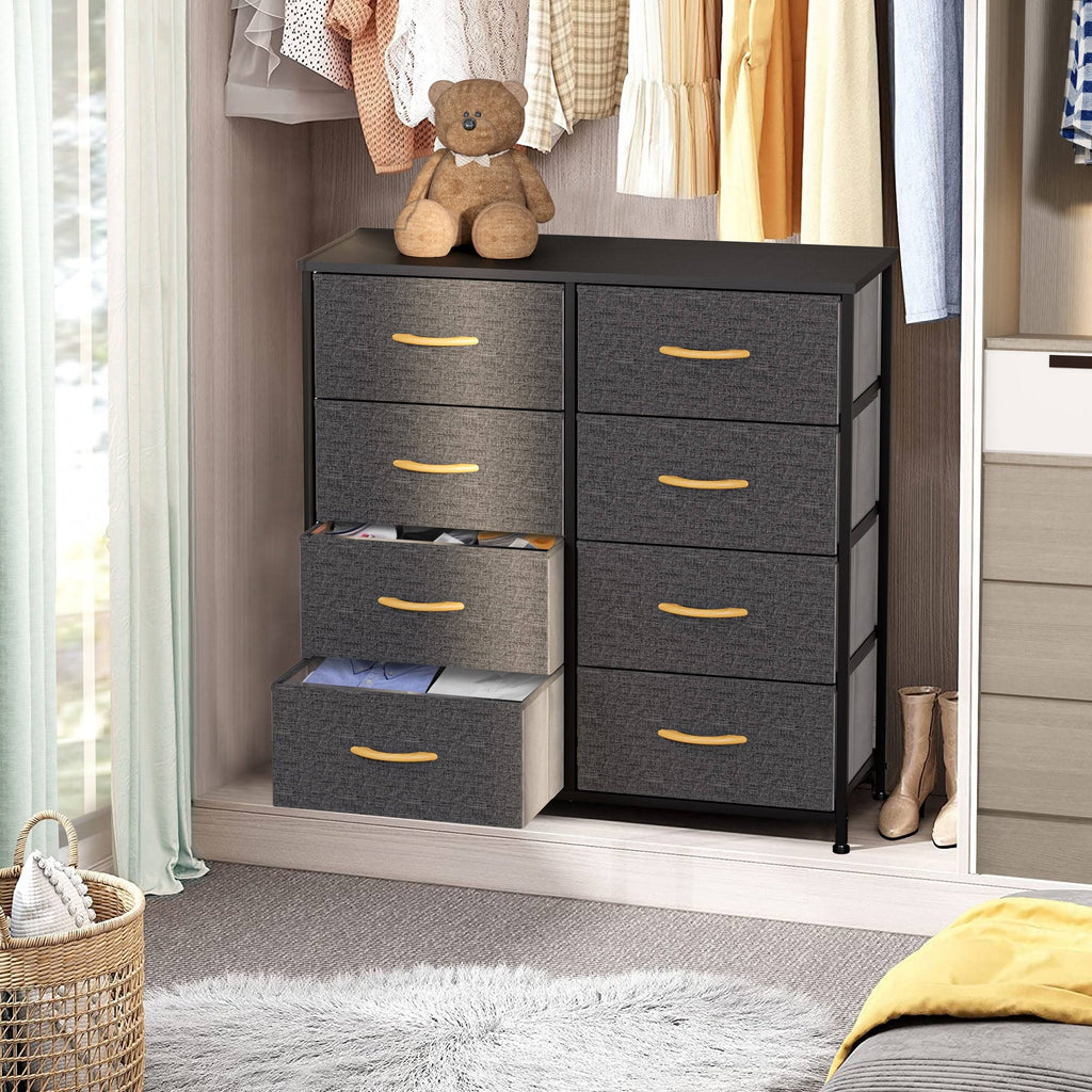 Blue, Orange & Light Coffee 8 Drawer Vertical Dresser V6779