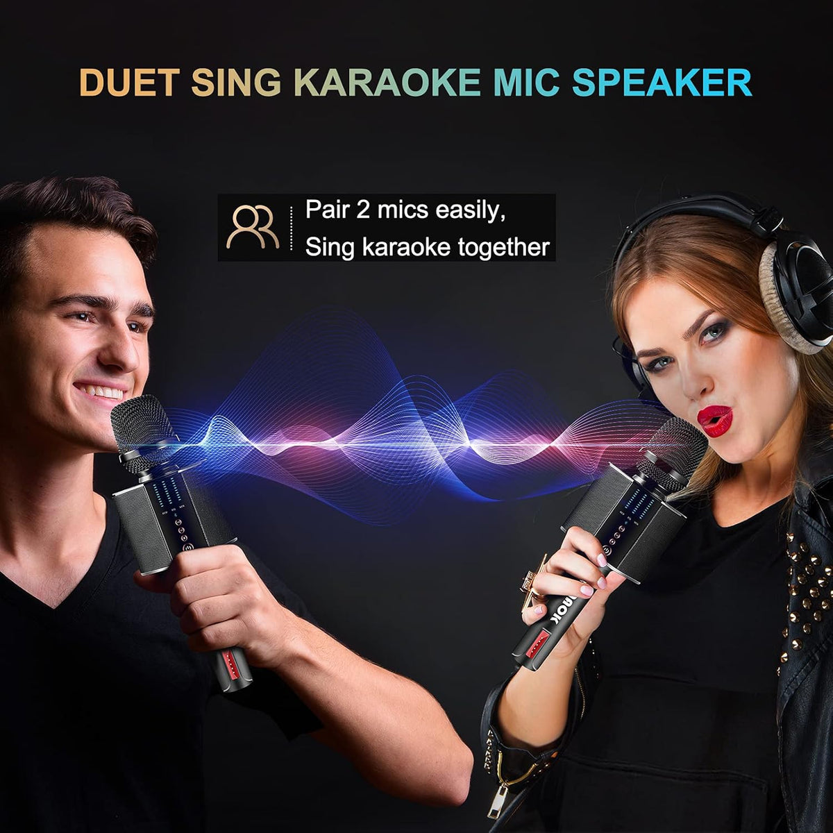Black Wireless Bluetooth Karaoke Microphone R184776