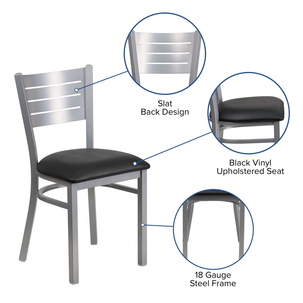 Black Vinyl Seat Metal Restaurant Chair J9393