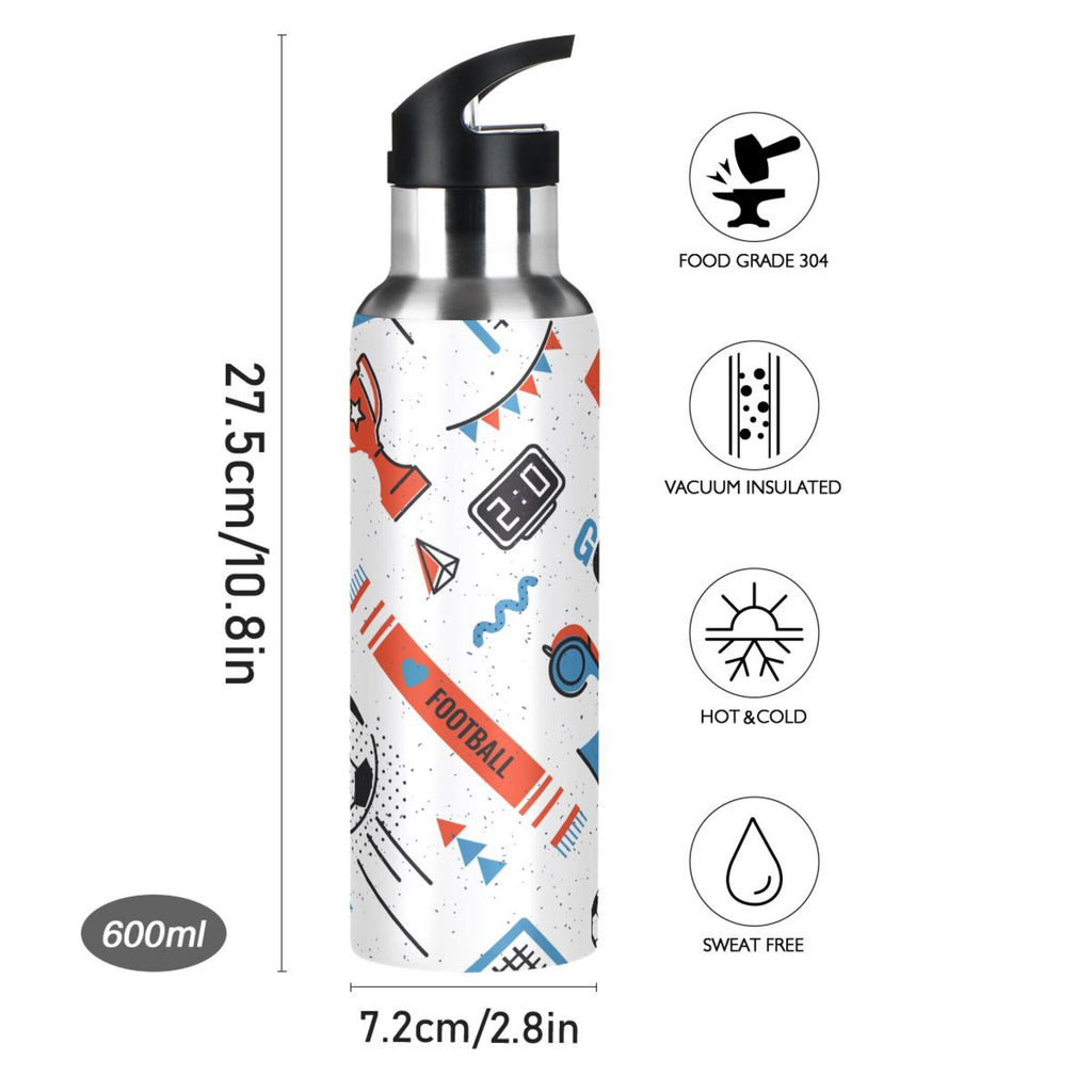 Stainless Steel Insulated Thermos Vacuum Flask Water Bottle with Straw Lid K65038