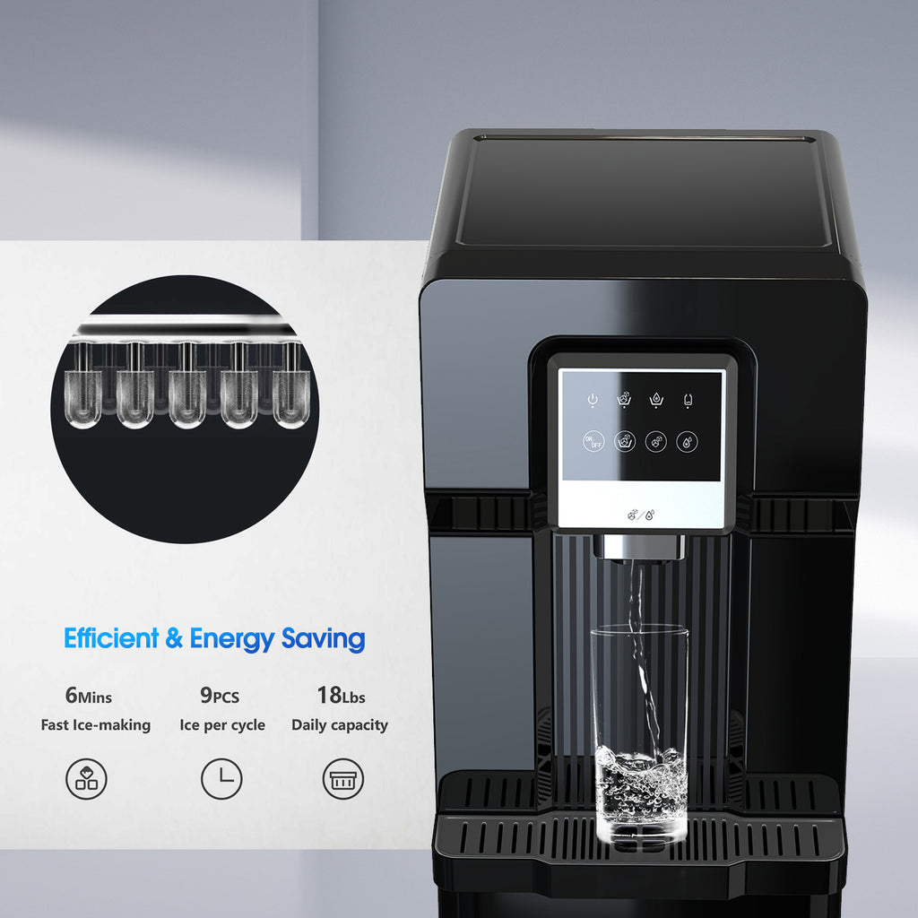 Bottom Loading Water Cooler Dispenser with Ice Maker for 3 Gallon Bottle Black P376648