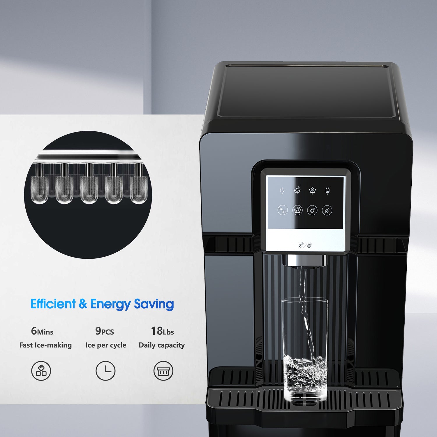 Bottom Loading Water Cooler Dispenser with Ice Maker for 3 Gallon Bottle Black P376648