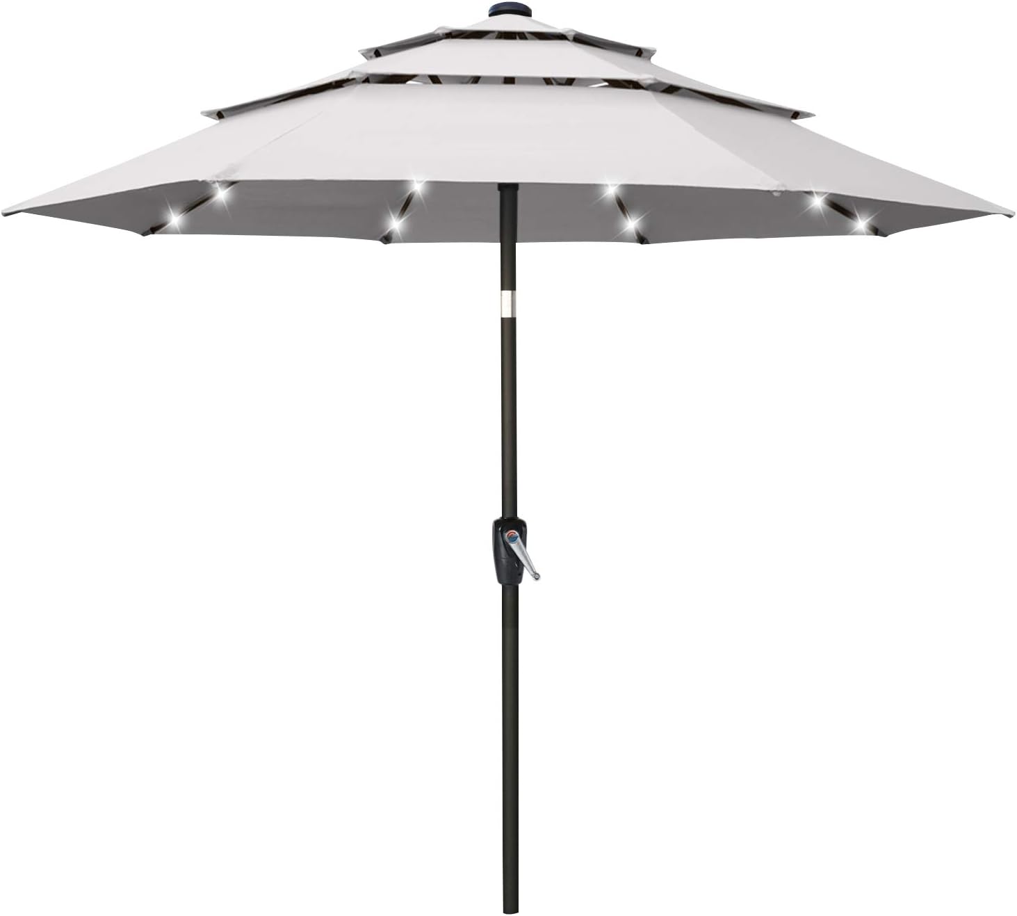 11FT Solar 3 Tiers Market Umbrella with 32 LED L5911