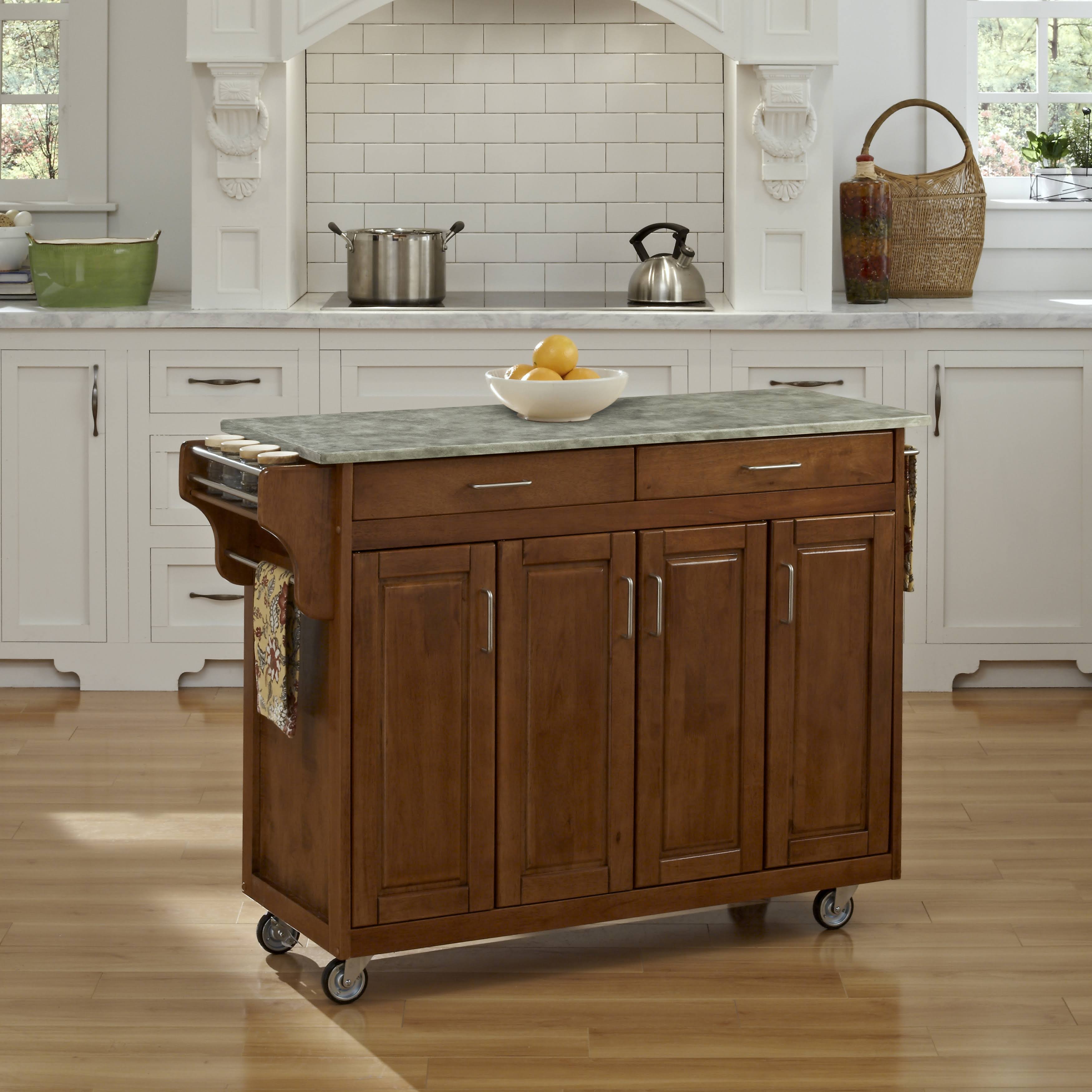 Oak Create-a-Cart with Concrete Top H123714