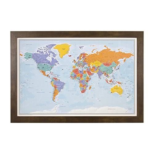 Rustic Brown Frame Travel Map with Pins G648322