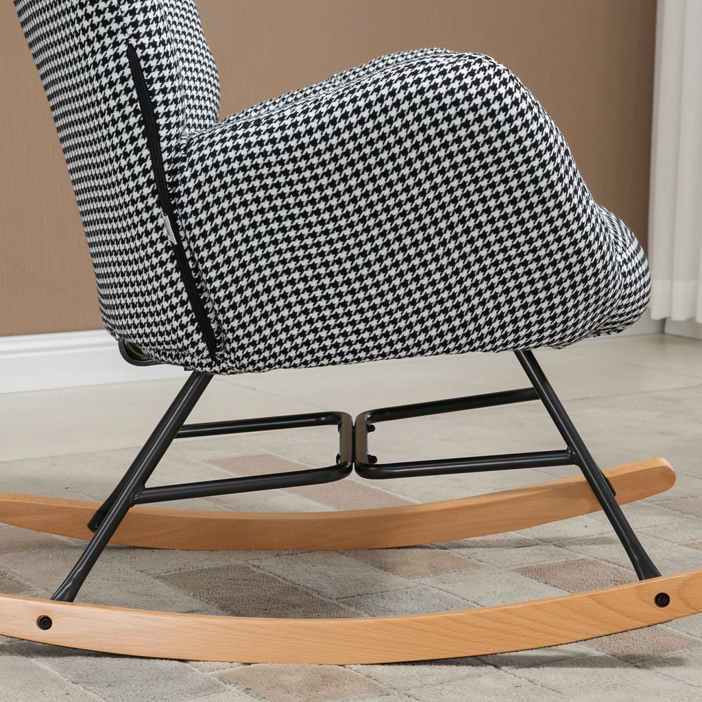 Upholstered Wingback Glider Rocker with Ottoman Set D737968