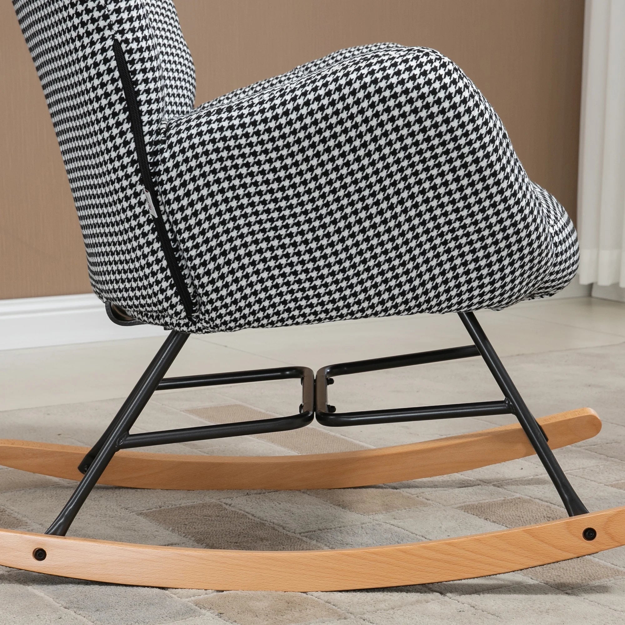 Upholstered Wingback Glider Rocker with Ottoman Set D737968