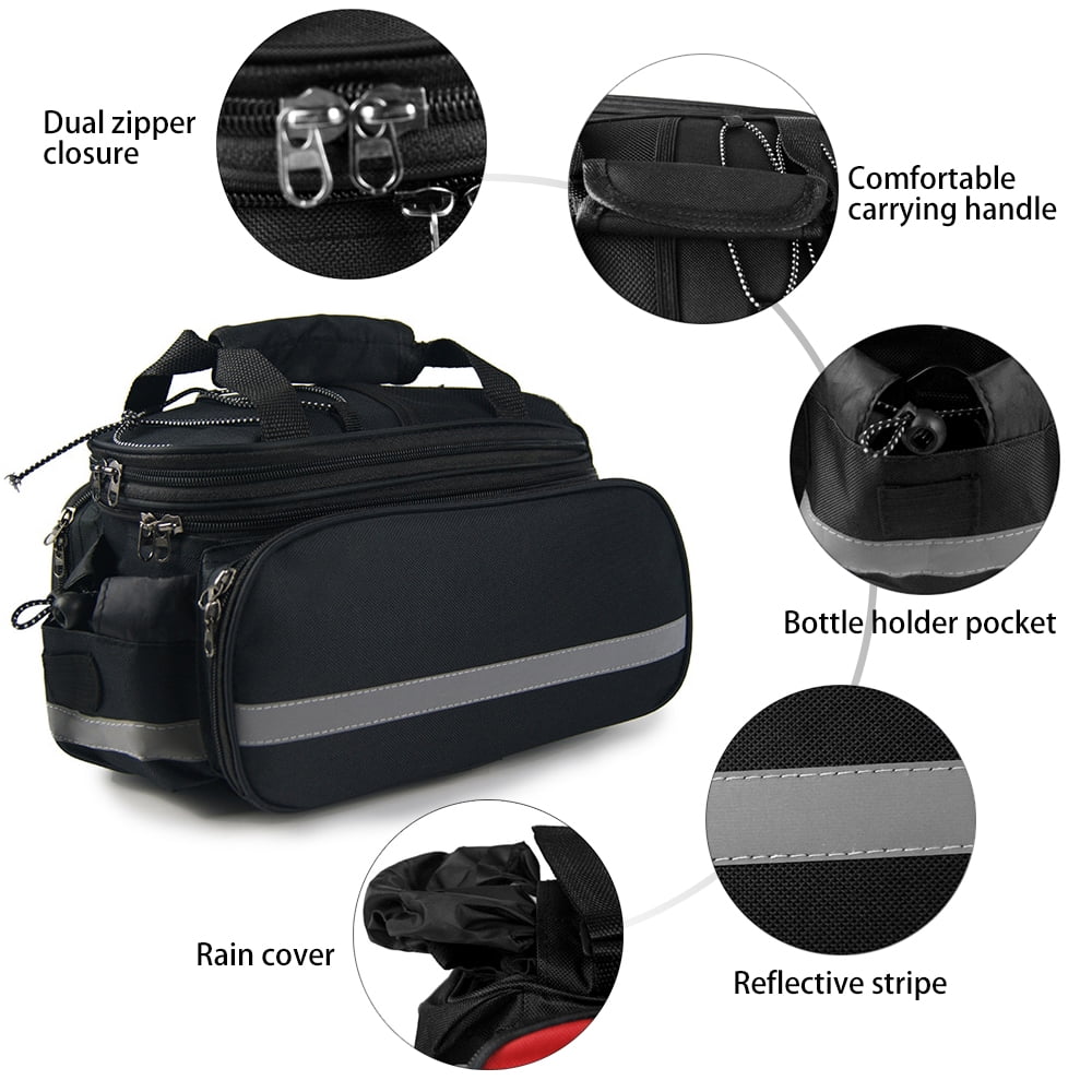 Rear Seat Bag Expandable MTB Bike Rack Bag with Rain Cover E414