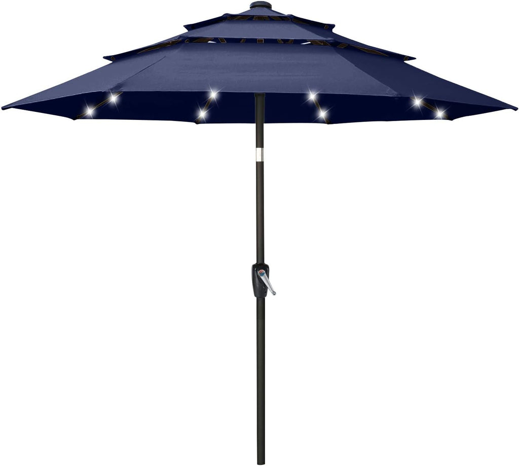 11FT Solar 3 Tiers Market Umbrella with 32 LED L5911