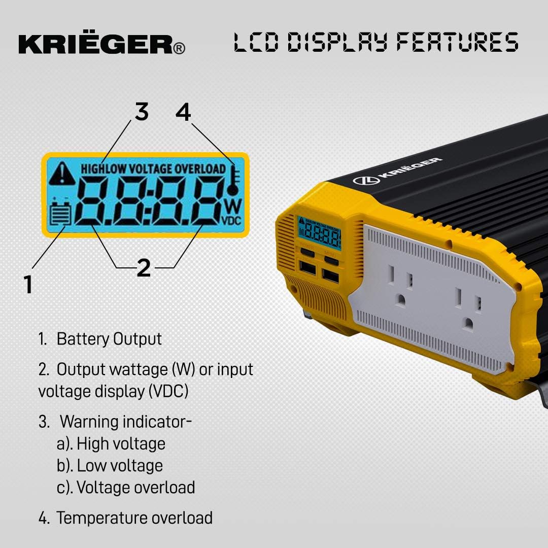2000 Watts Power Inverter 12V to 110V Modified Sine Wave Car Inverter with Dual 110 Volt AC Outlets U46264