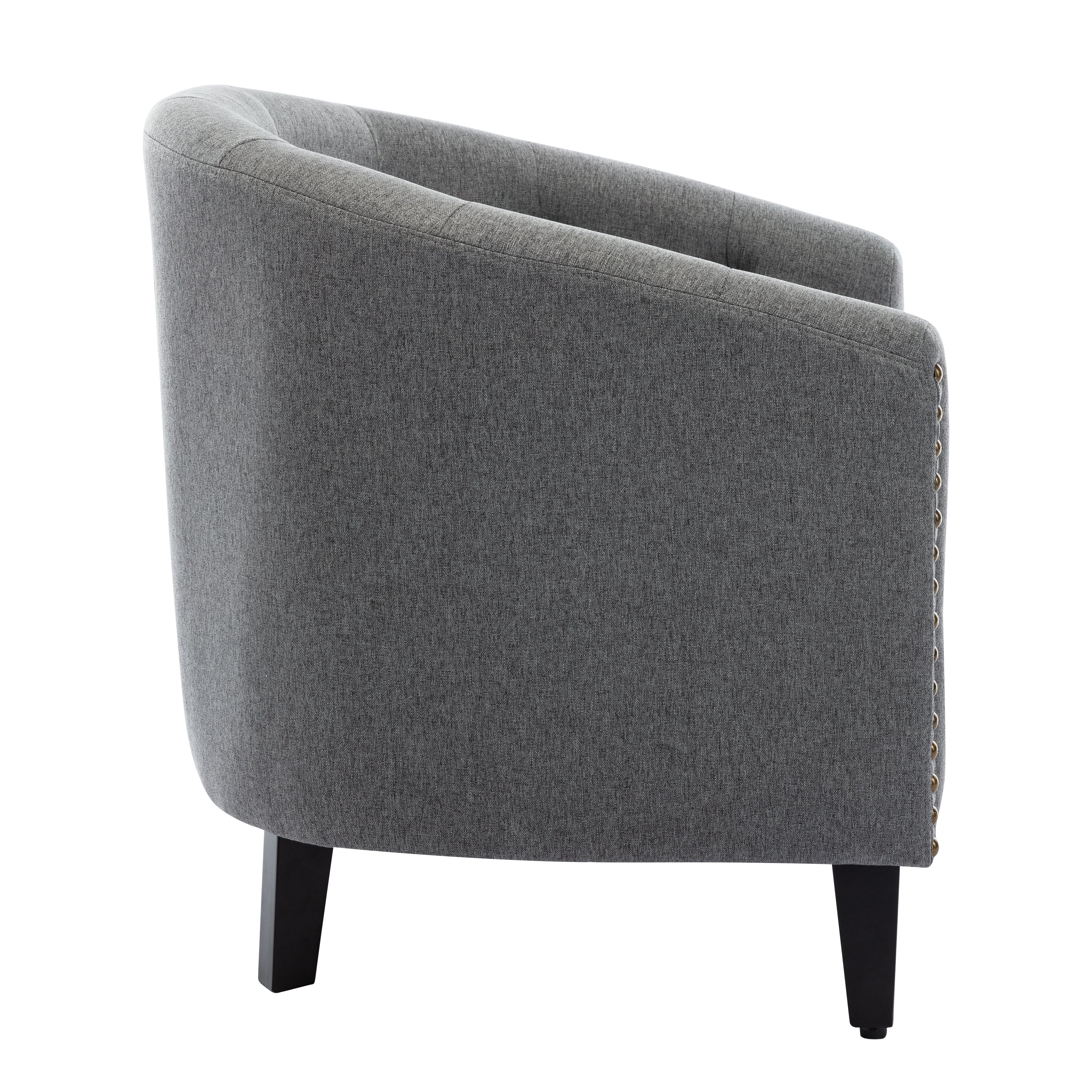 Linen Fabric Tufted Barrel Chair D490383