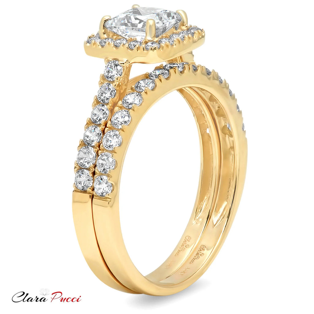 18K Yellow Gold Halo Engagement Ring Set F53354