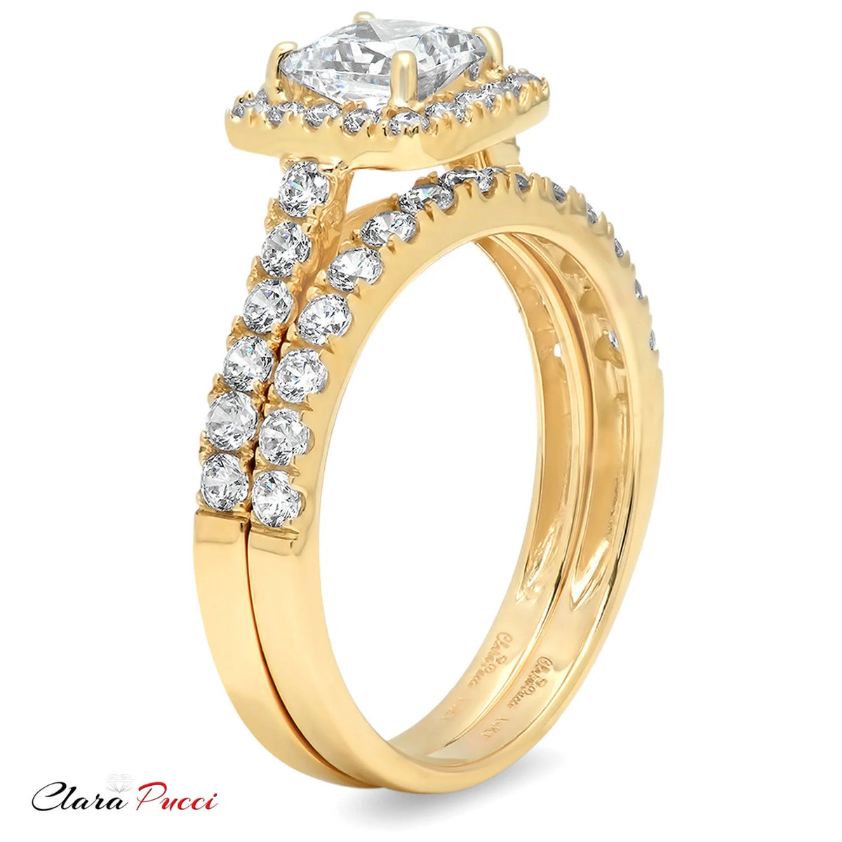 18K Yellow Gold Halo Engagement Ring Set F53354