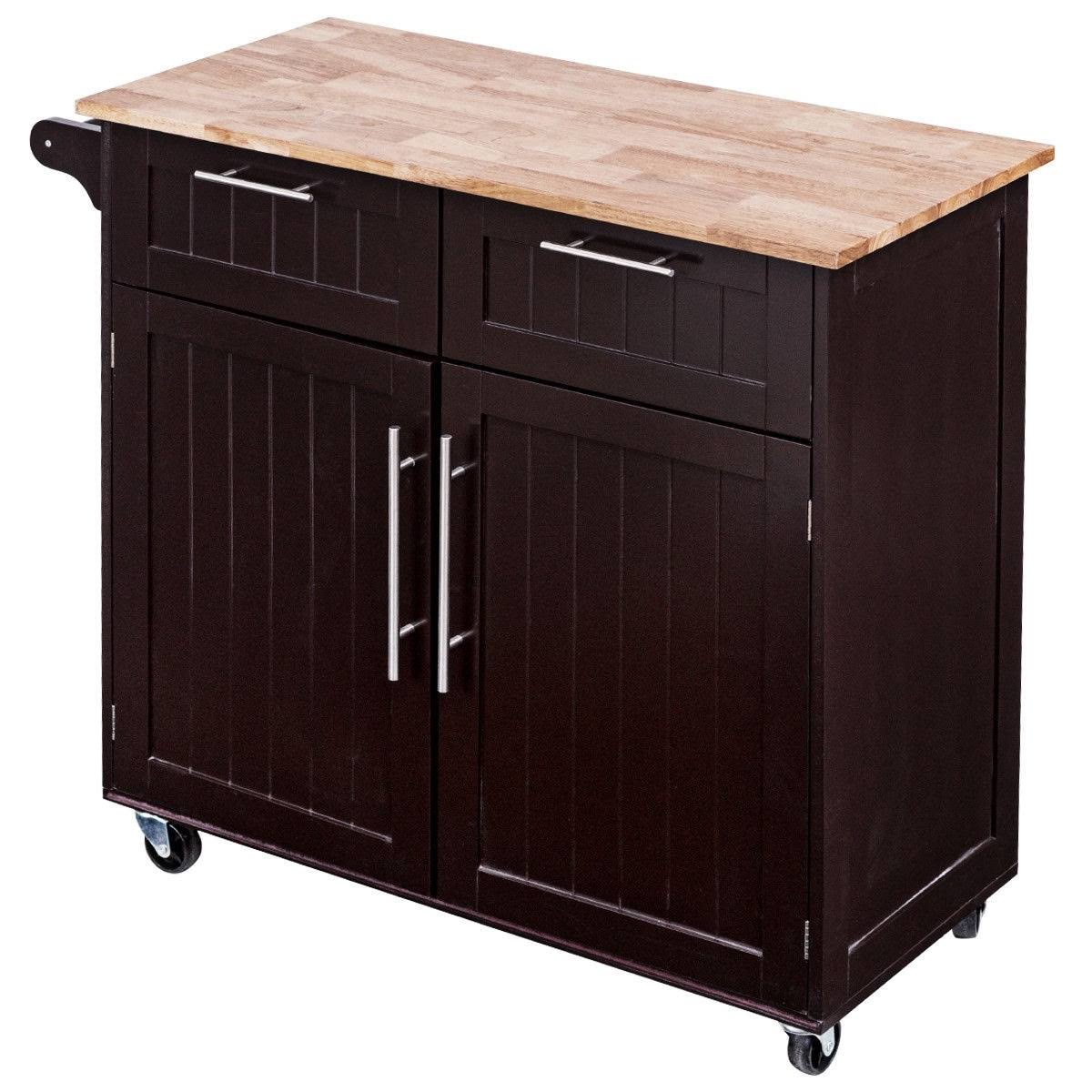 Brown Rolling Kitchen Cart with Storage Z65411
