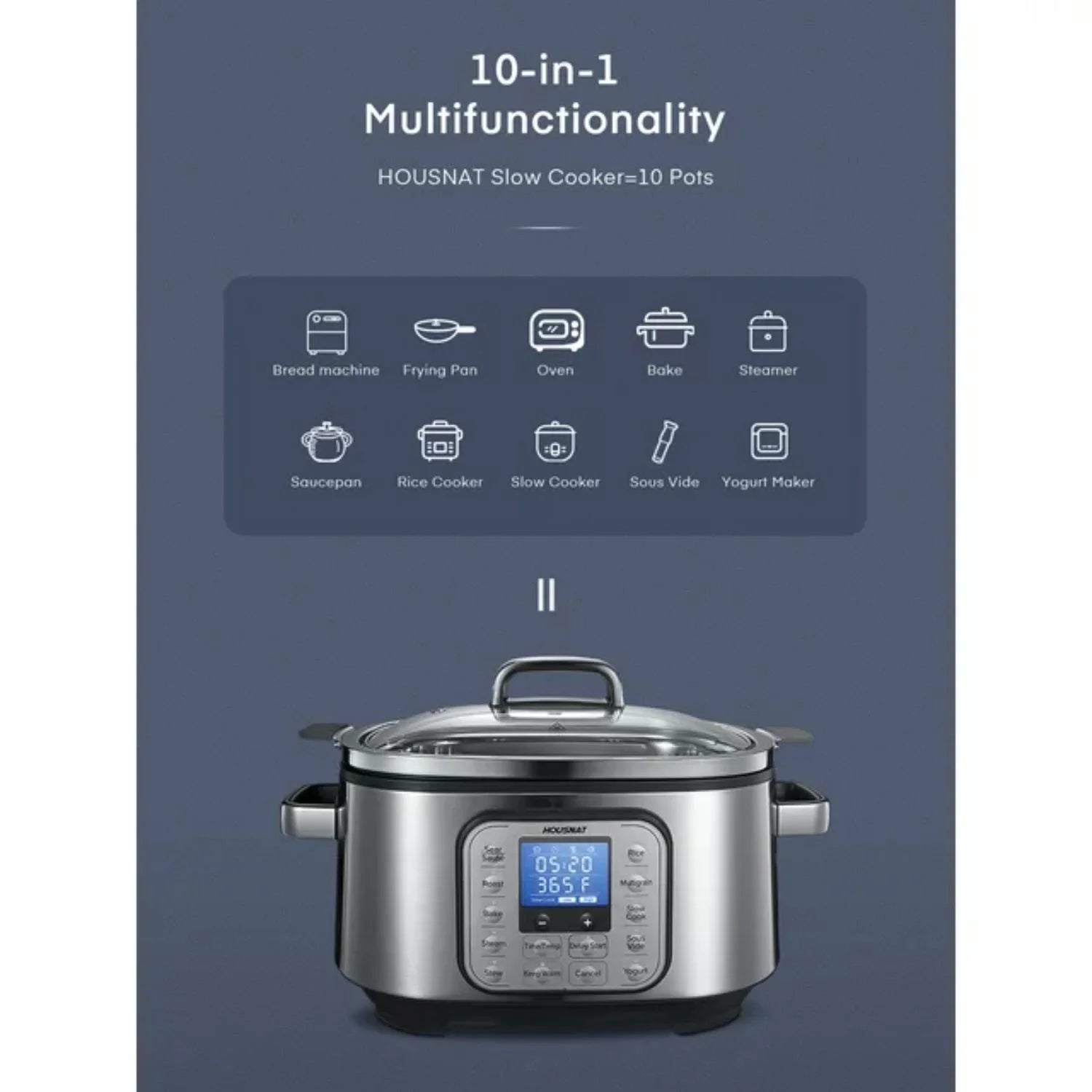 Refurbished 6Qt Silver Programmable Slow Cooker X919