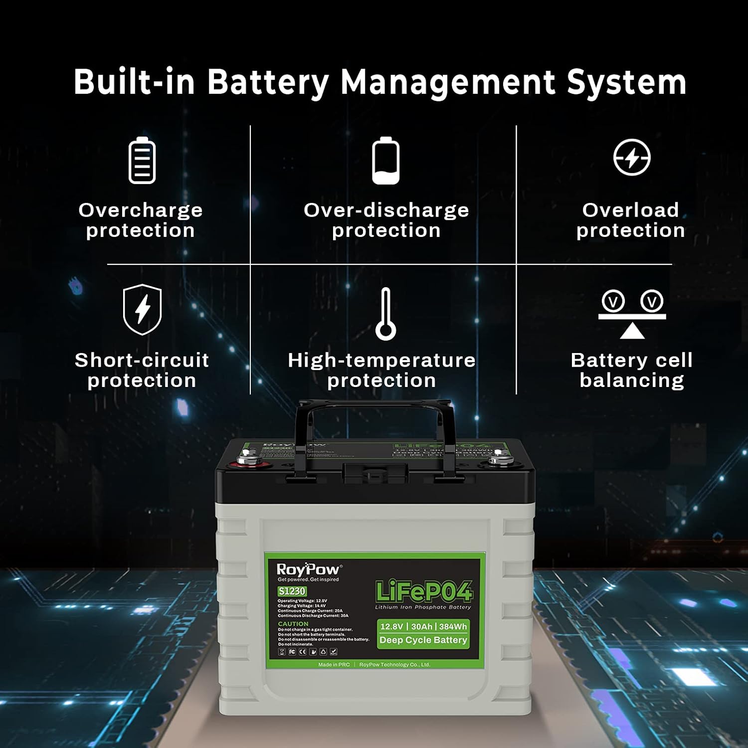 12V 30Ah LiFePO4 Deep Cycle Battery E1133