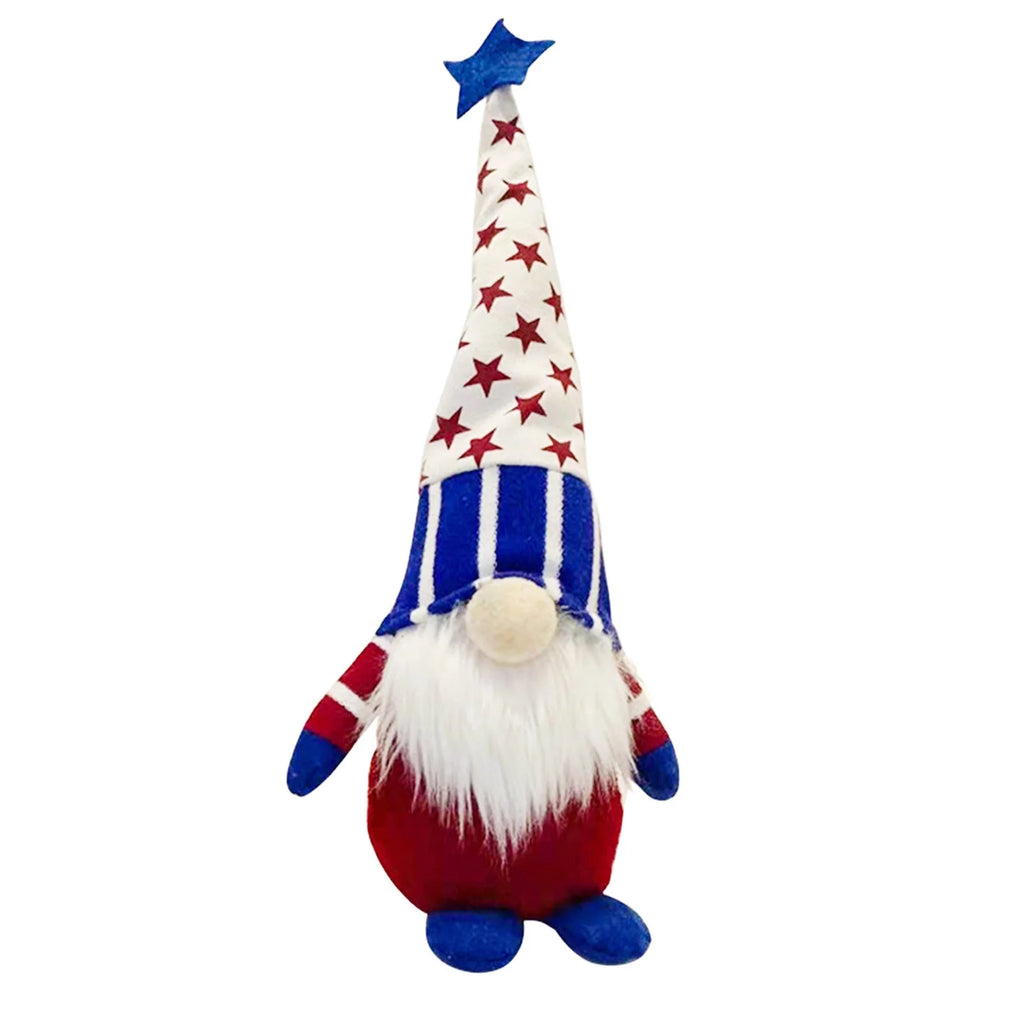 Patriotic 5th of July Gnome, American Independence Day Gnomes, Birth Announcement Memorial Day Elf Dwarf, Scandinavian Ornaments Handmade Plush Doll Stars & Stripes Gnome Home Decorations W886