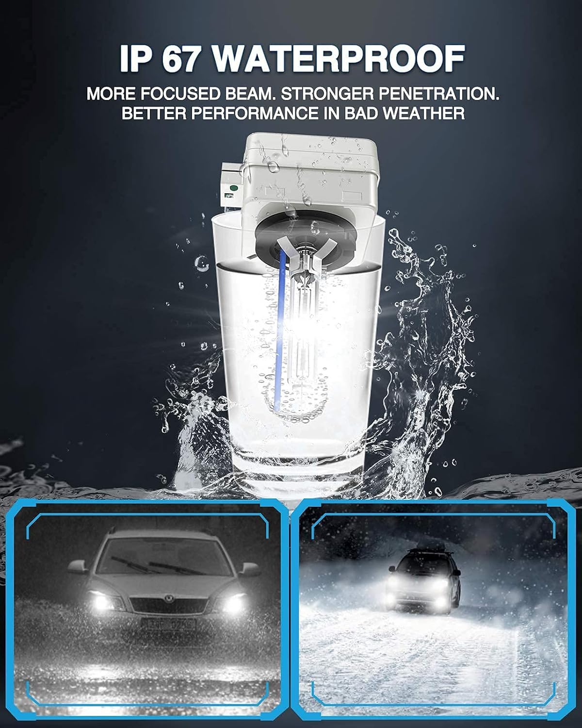 6000K Cold White Xenon HID Headlight Bulbs, Low Beam, Pack of 2 W1637