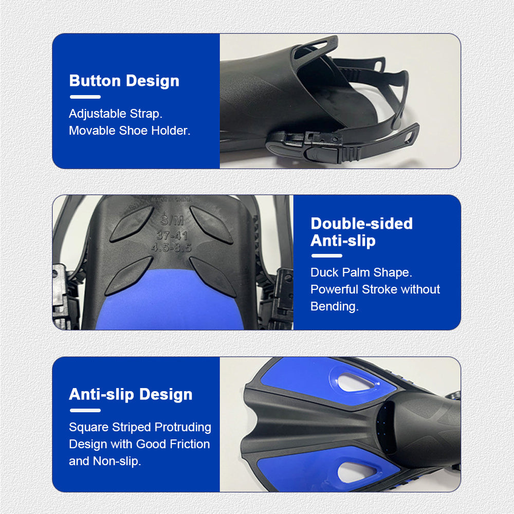 Diving Goggles, Snorkel And Adjustable Fins P69577