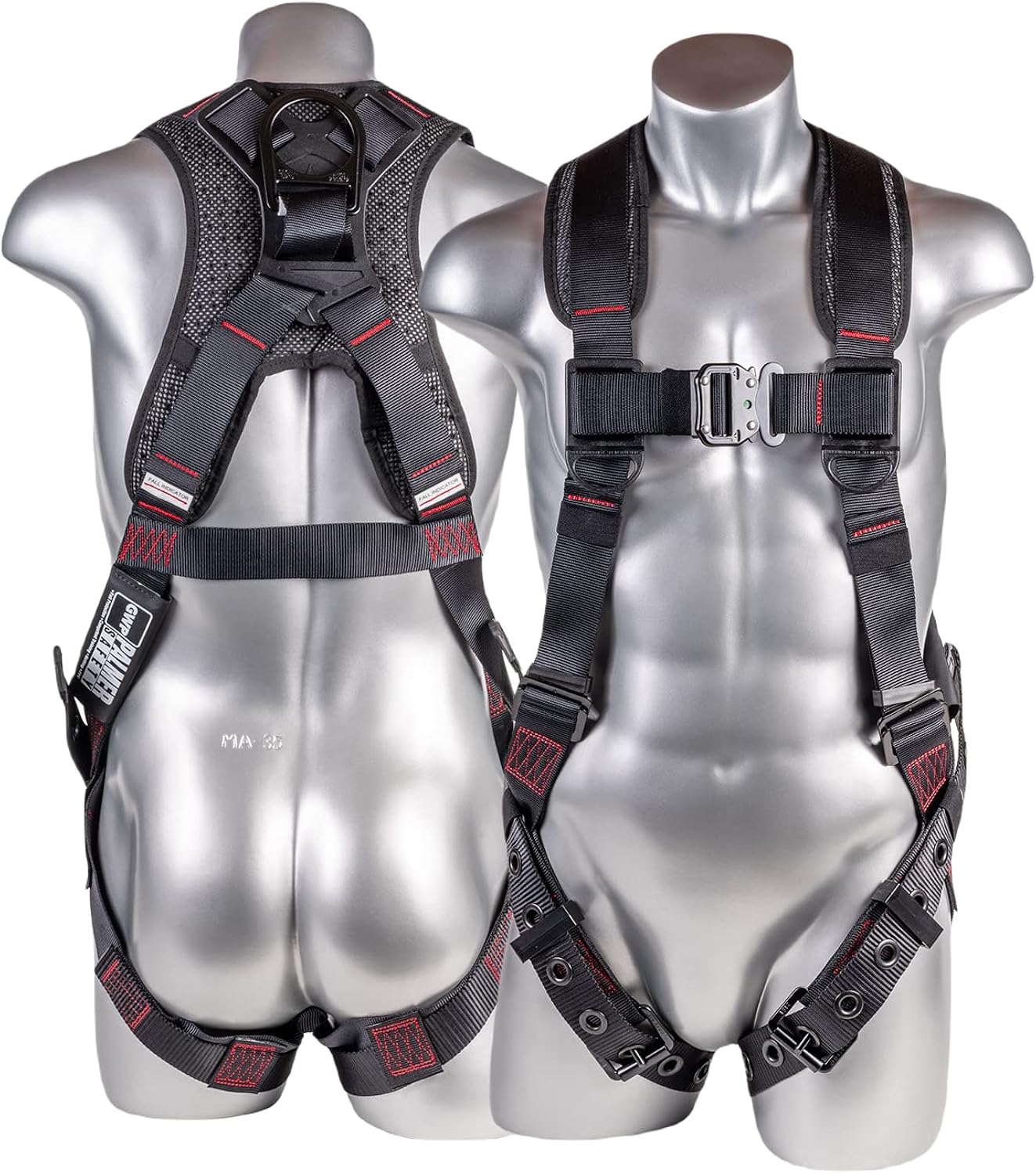 Full Body Harness with 5 Point Adjustment, Dorsal D-ring, Grommet Legs, Two Side D Rings, and Fall Indicators P305359