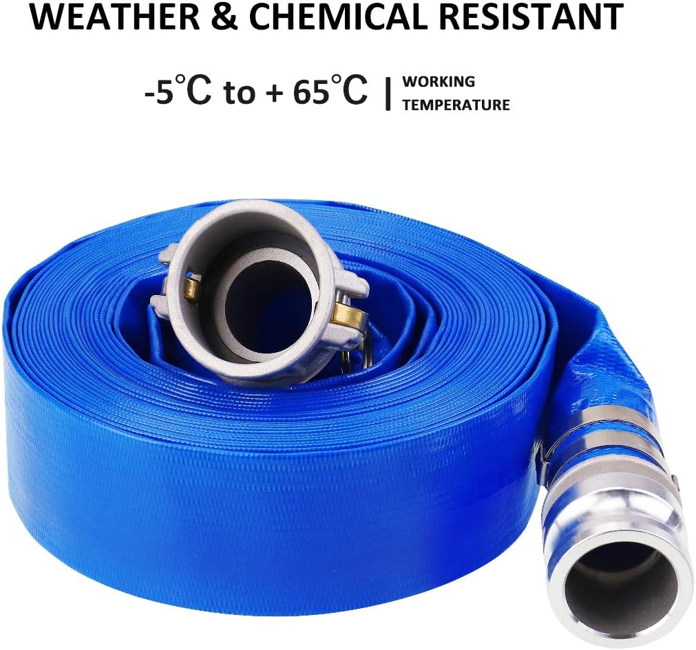 3 x 50' Blue PVC Backwash Hose with Aluminum Camlock Fittings C2342